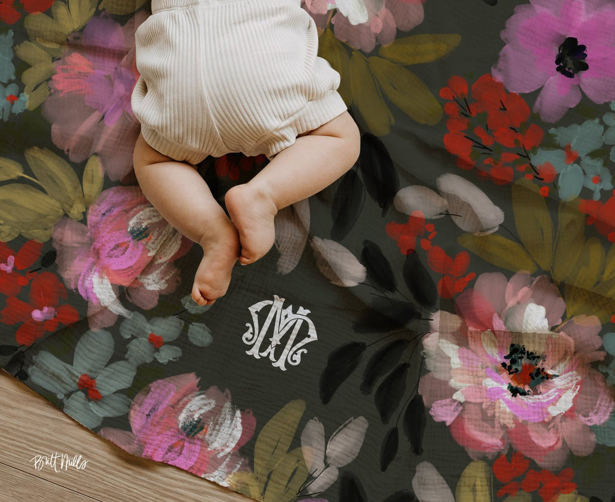 Beanies + Swaddles - Hamptons Monogrammed Swaddle Blanket