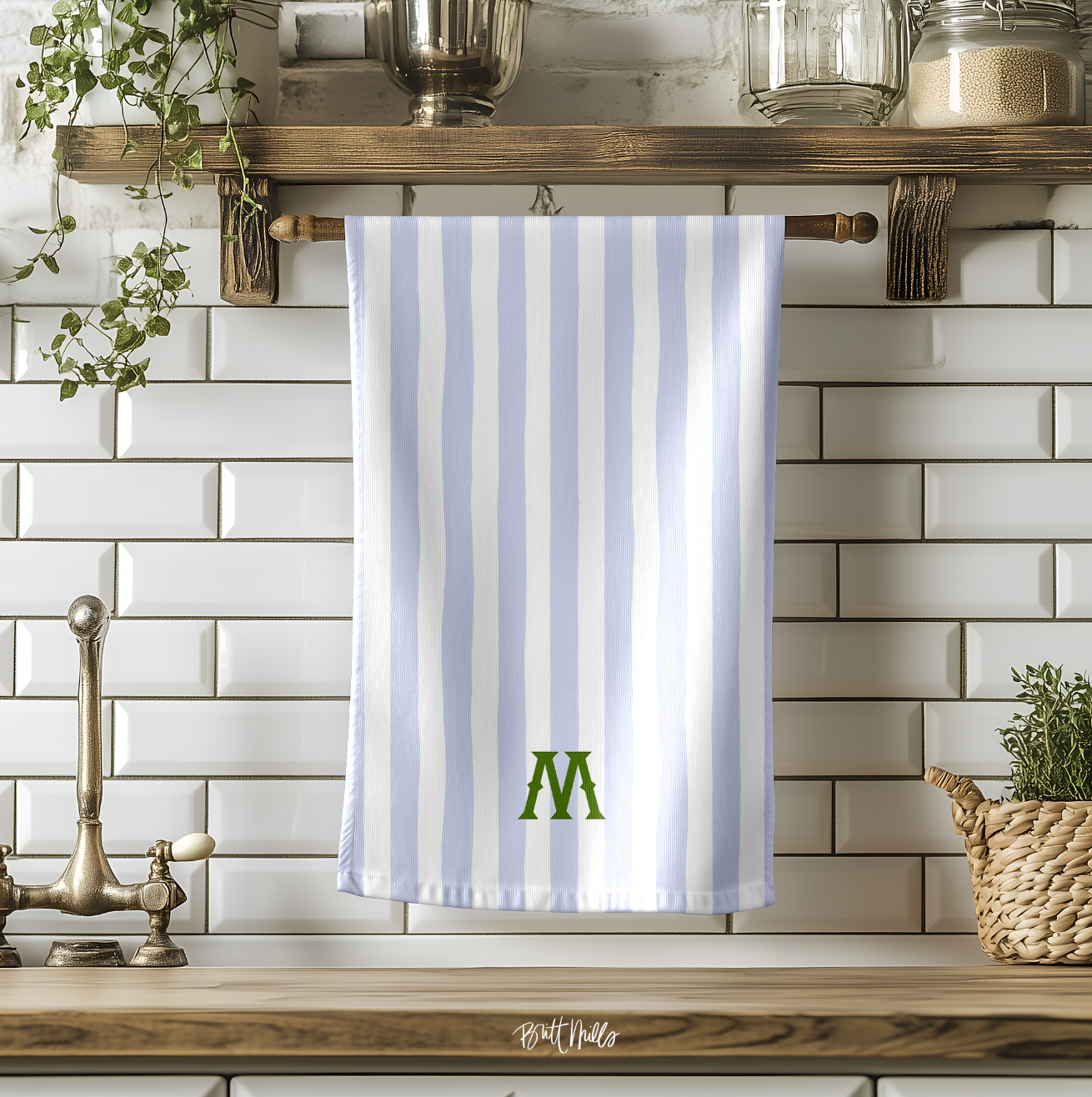 Seaside Stripes Monogrammed Hostess Towel (Single)