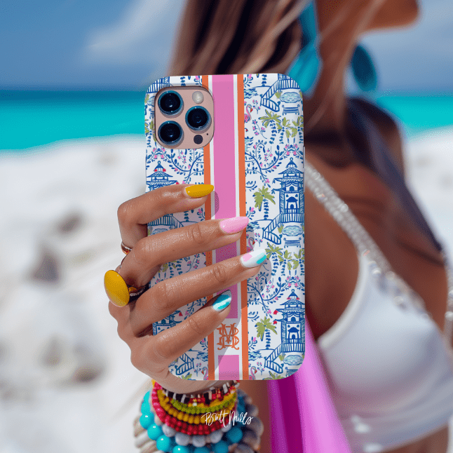 iPhone® CaseColorful Chinoiserie Striped Monogrammed Snap case for iPhone®Britt Mills Design
