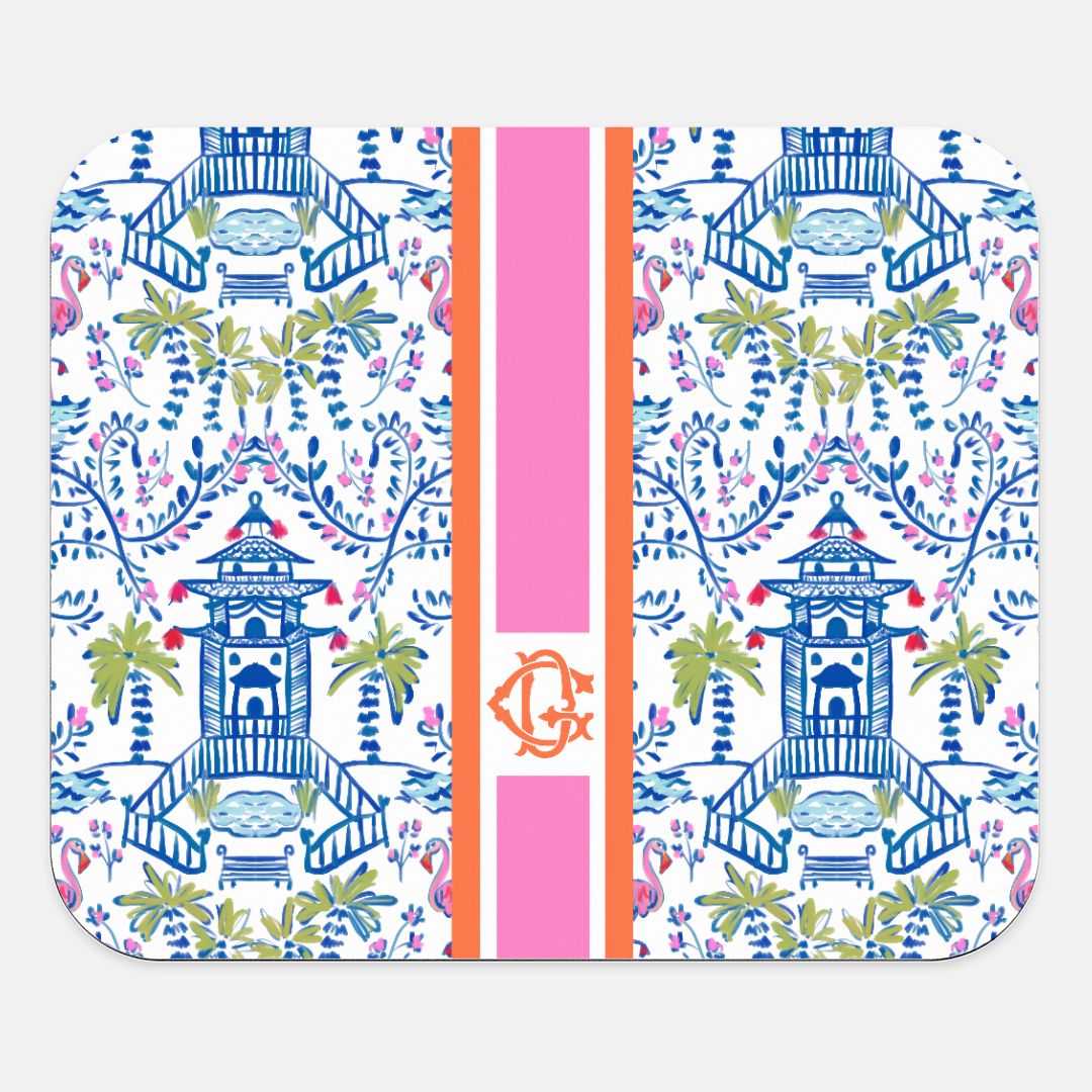 Mouse PadColorful Chinoiserie Striped Monogrammed Mouse PadBritt Mills Design