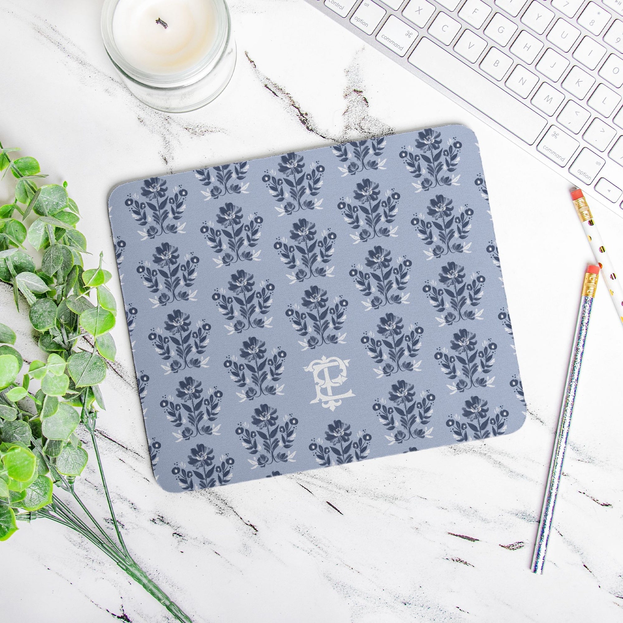Mouse PadEvangeline Blue Monogrammed Mouse PadBritt Mills Design