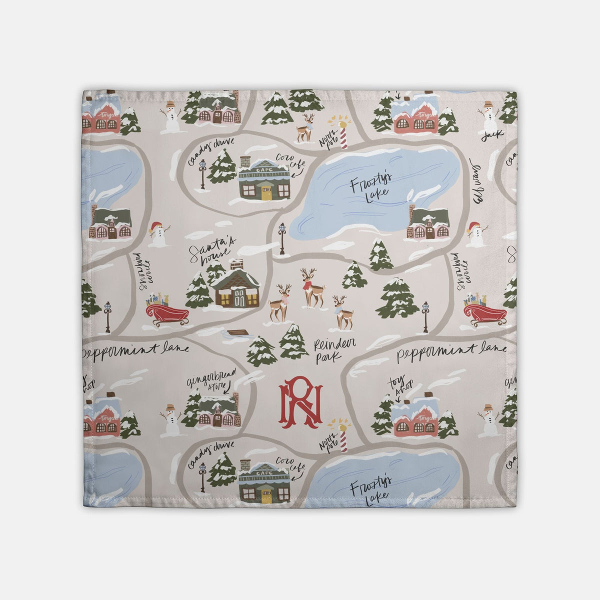 North Pole Adventure Monogrammed Hostess Towel (Single)-Britt Mills Design