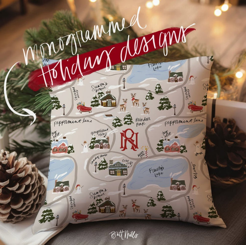 20" Pillow Cases - North Pole Adventure Monogrammed Throw Pillowcase 20"x20"