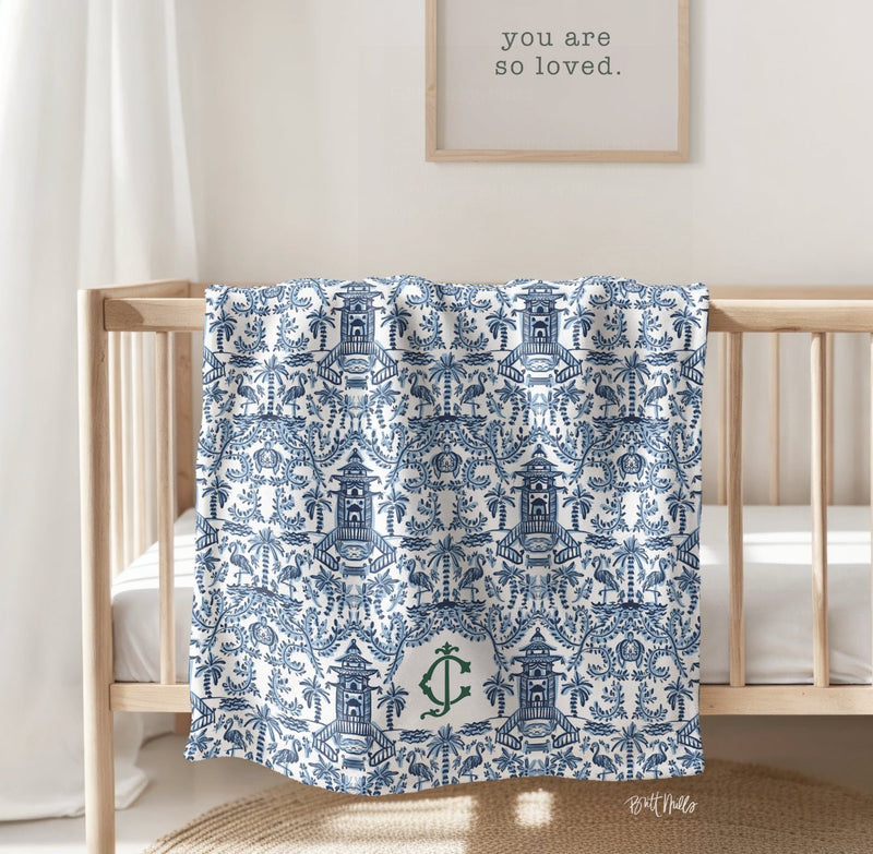 Baby Blankets - Palm Beach Monogrammed Baby Blanket