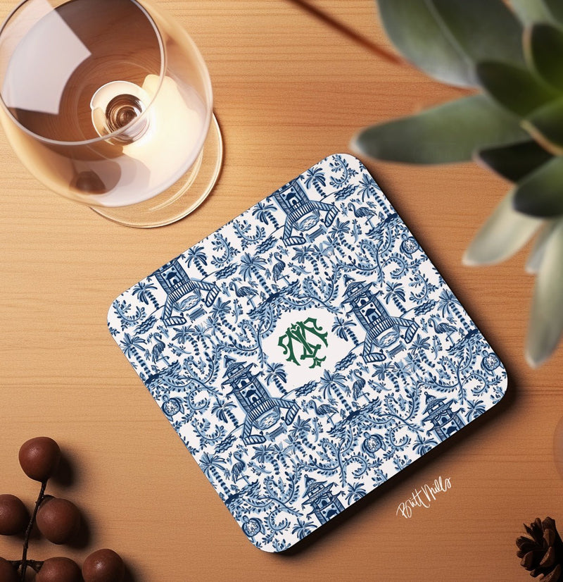 Coaster Set - Palm Beach Monogrammed Coaster (Set Of Four)