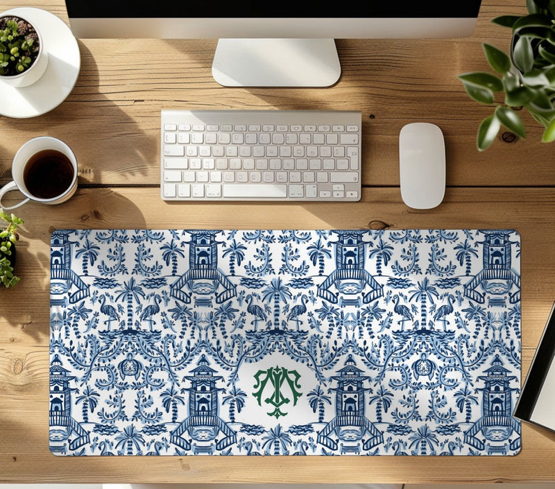 Large Desk Mat - Palm Beach Monogrammed Desk Mat - Large (24" X 14")