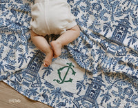 Beanies + Swaddles - Palm Beach Monogrammed Swaddle Blanket