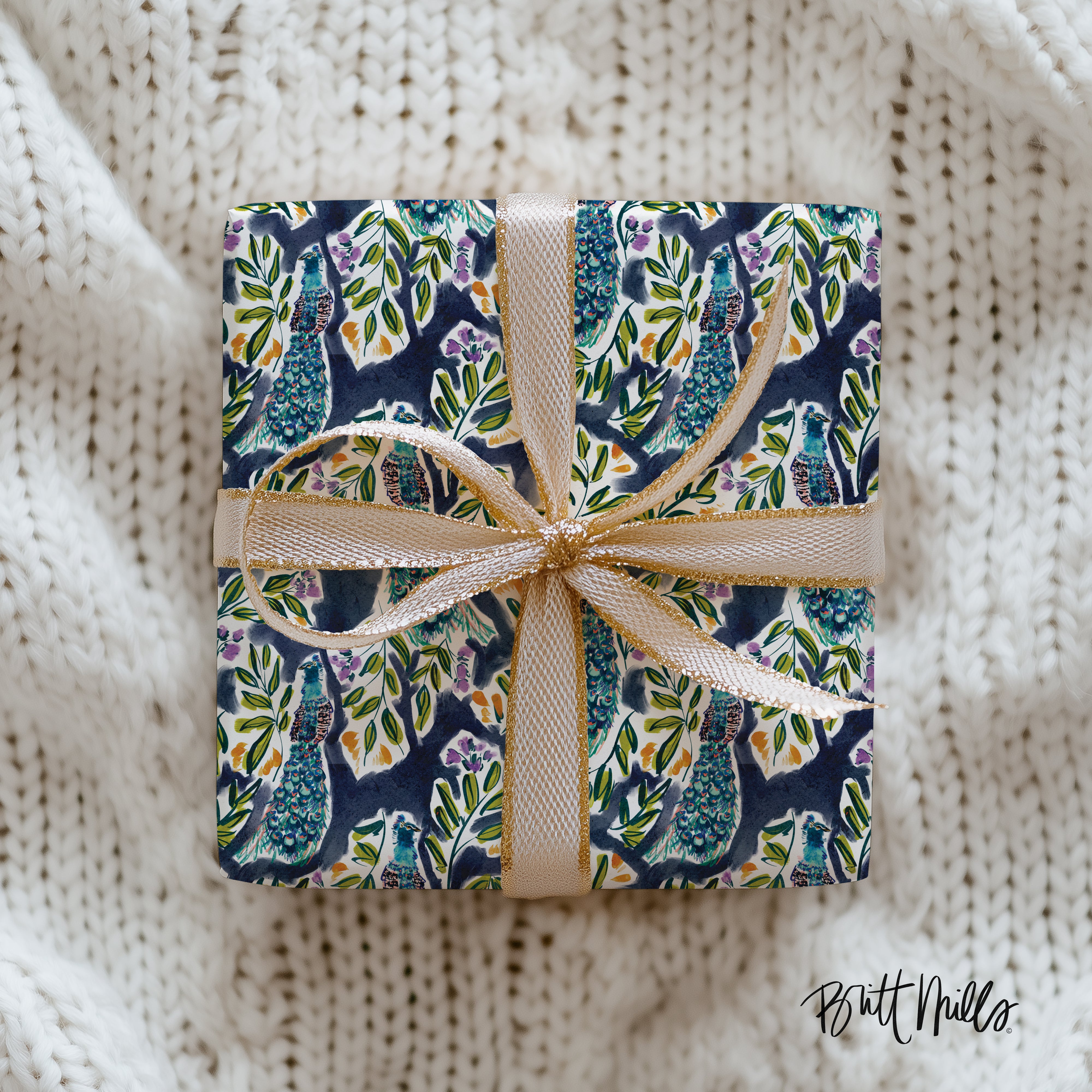 Peacock Garden Wrapping Paper Roll