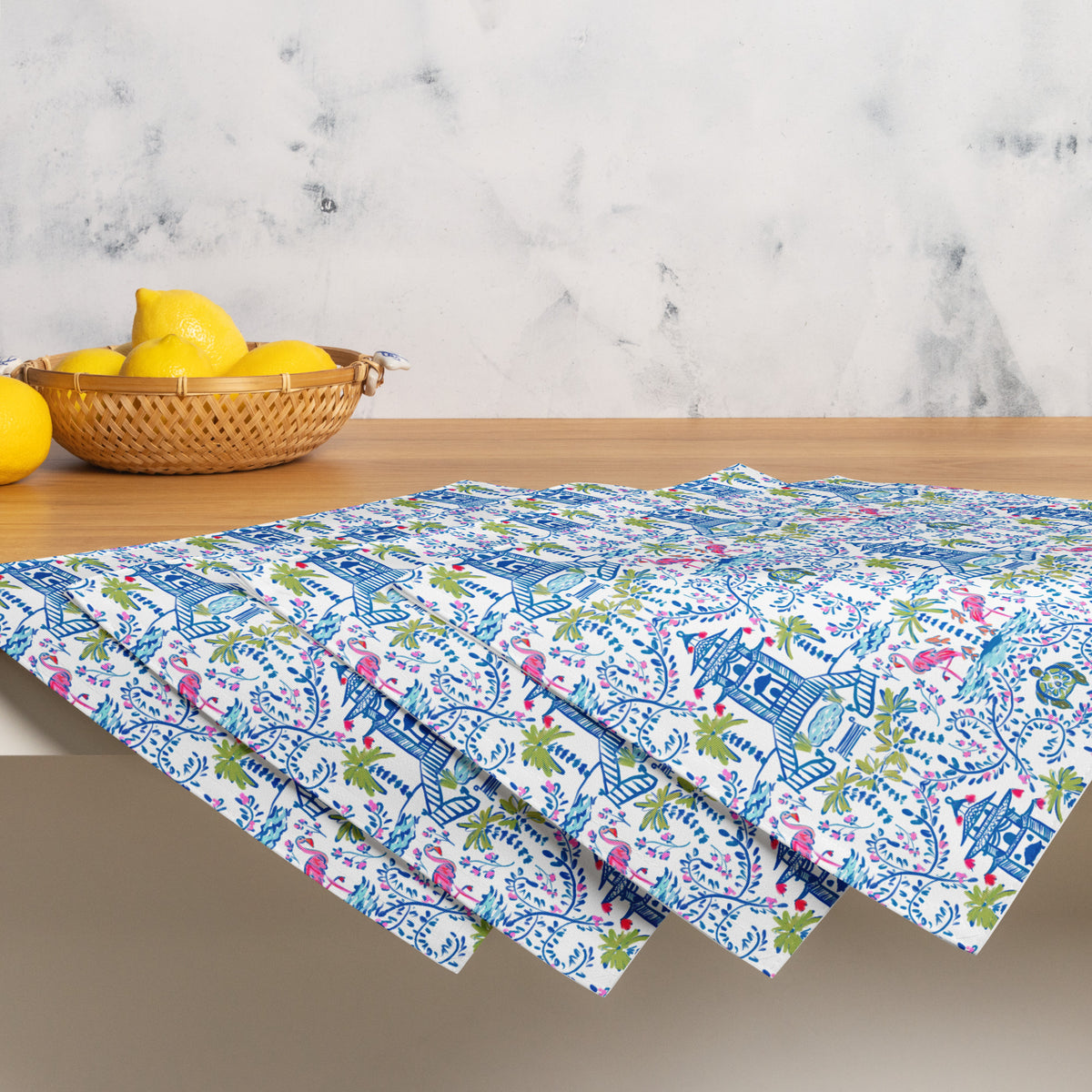 Colorful Coastal Chinoiserie Placemats (Set of Four)