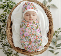 Beanies + Swaddles - Savannah Monogrammed Matching Beanie + Swaddle