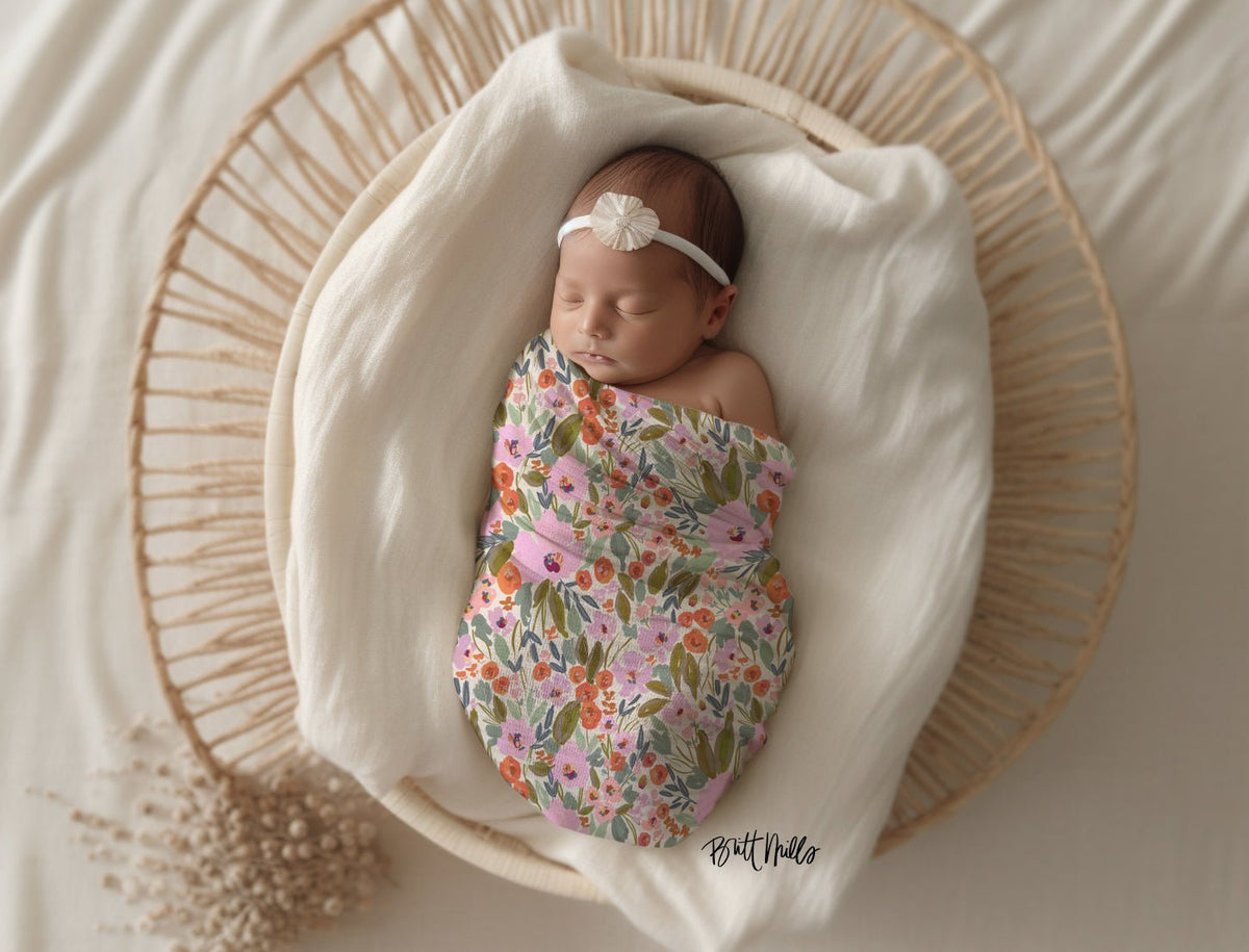 Beanies + Swaddles - Savannah Monogrammed Matching Beanie + Swaddle