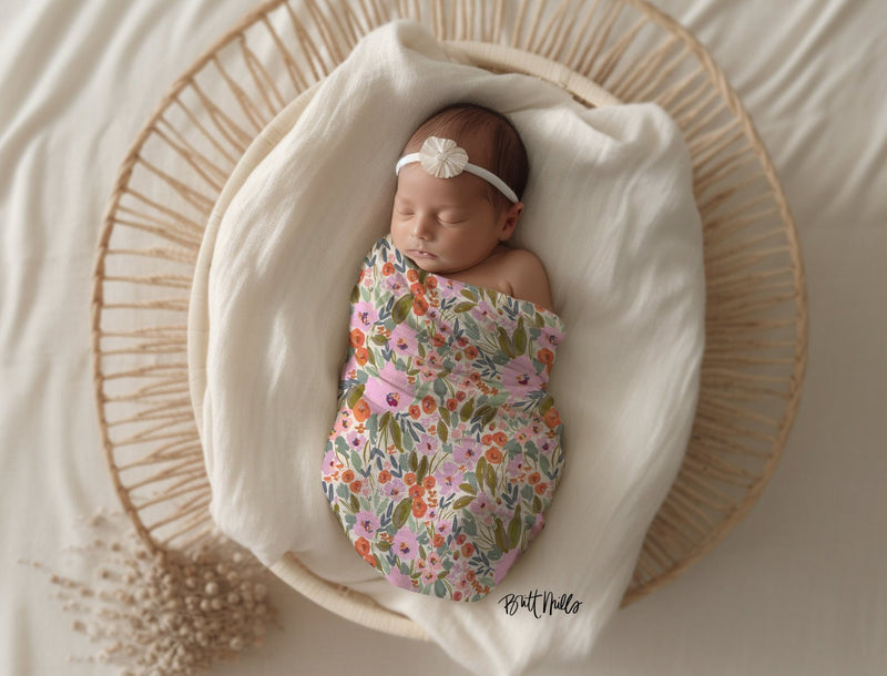 Beanies + Swaddles - Savannah Monogrammed Matching Beanie + Swaddle