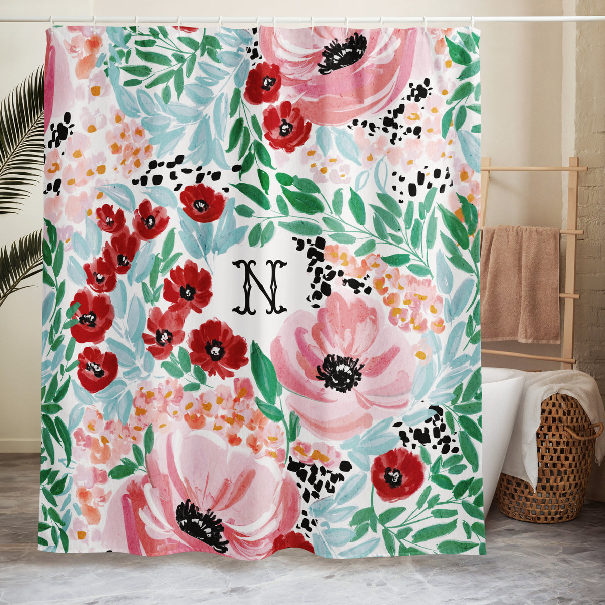 Colette Monogrammed Shower curtain