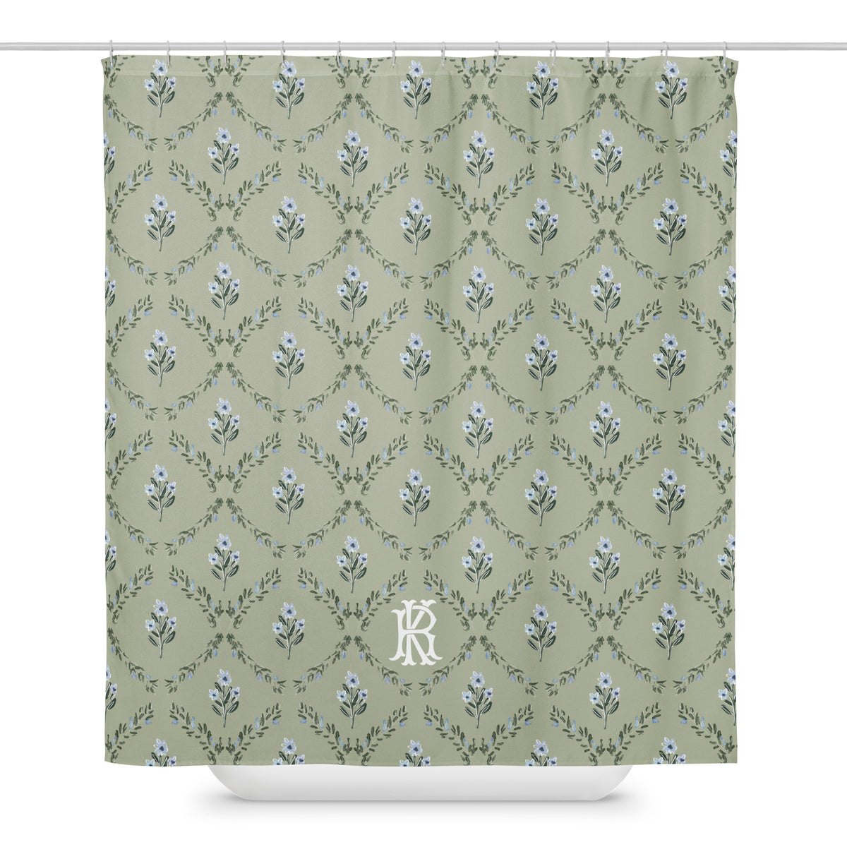 Zera Bloom Monogrammed Shower curtain