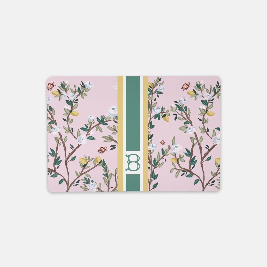Small Desk MatBlossom Garden Striped Monogrammed Desk Mat – Small (18″ x 12″)Britt Mills Design
