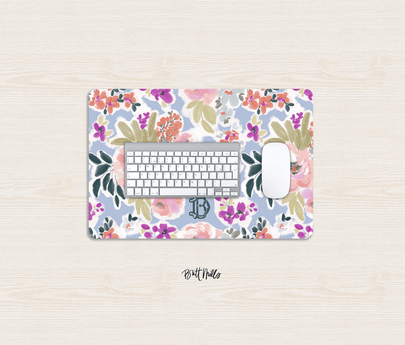 Small Desk MatIsla Monogrammed Desk Mat – Small (18″ x 12″)Britt Mills Design