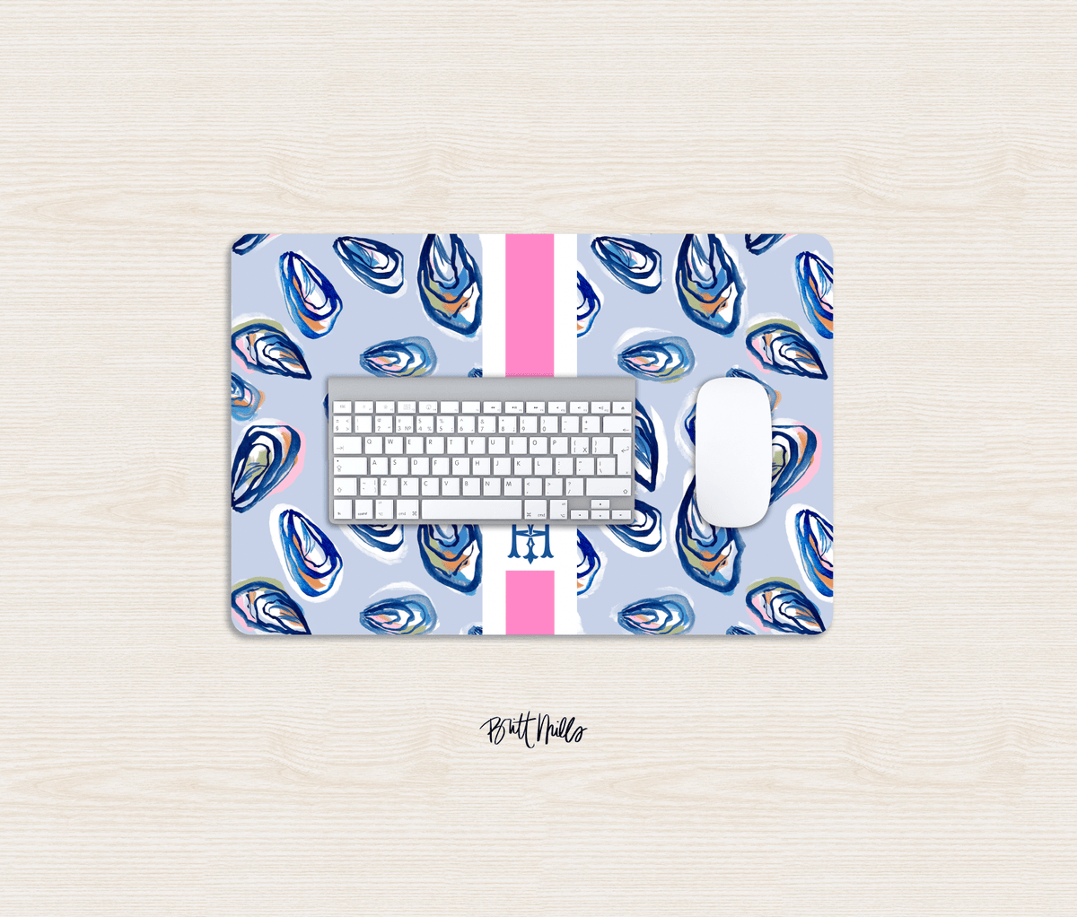 Small Desk MatNantucket Girl Striped Monogrammed Desk Mat – Small (18″ x 12″)Britt Mills Design