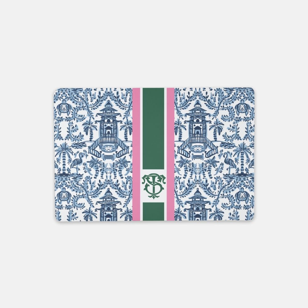 Small Desk MatPalm Beach Striped Monogrammed Desk Mat – Small (18″ x 12″)Britt Mills Design