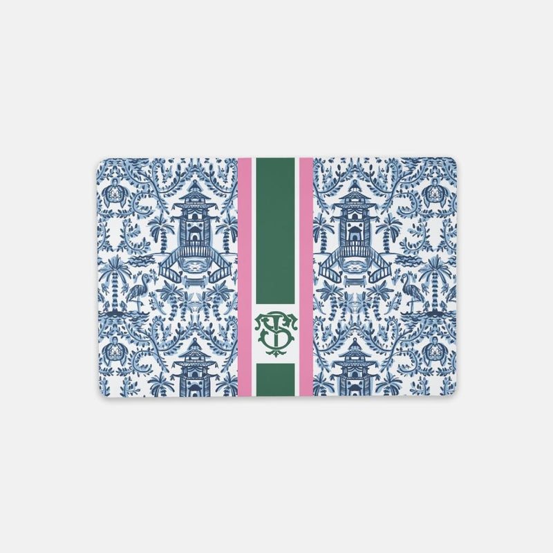 Small Desk MatPalm Beach Striped Monogrammed Desk Mat – Small (18″ x 12″)Britt Mills Design