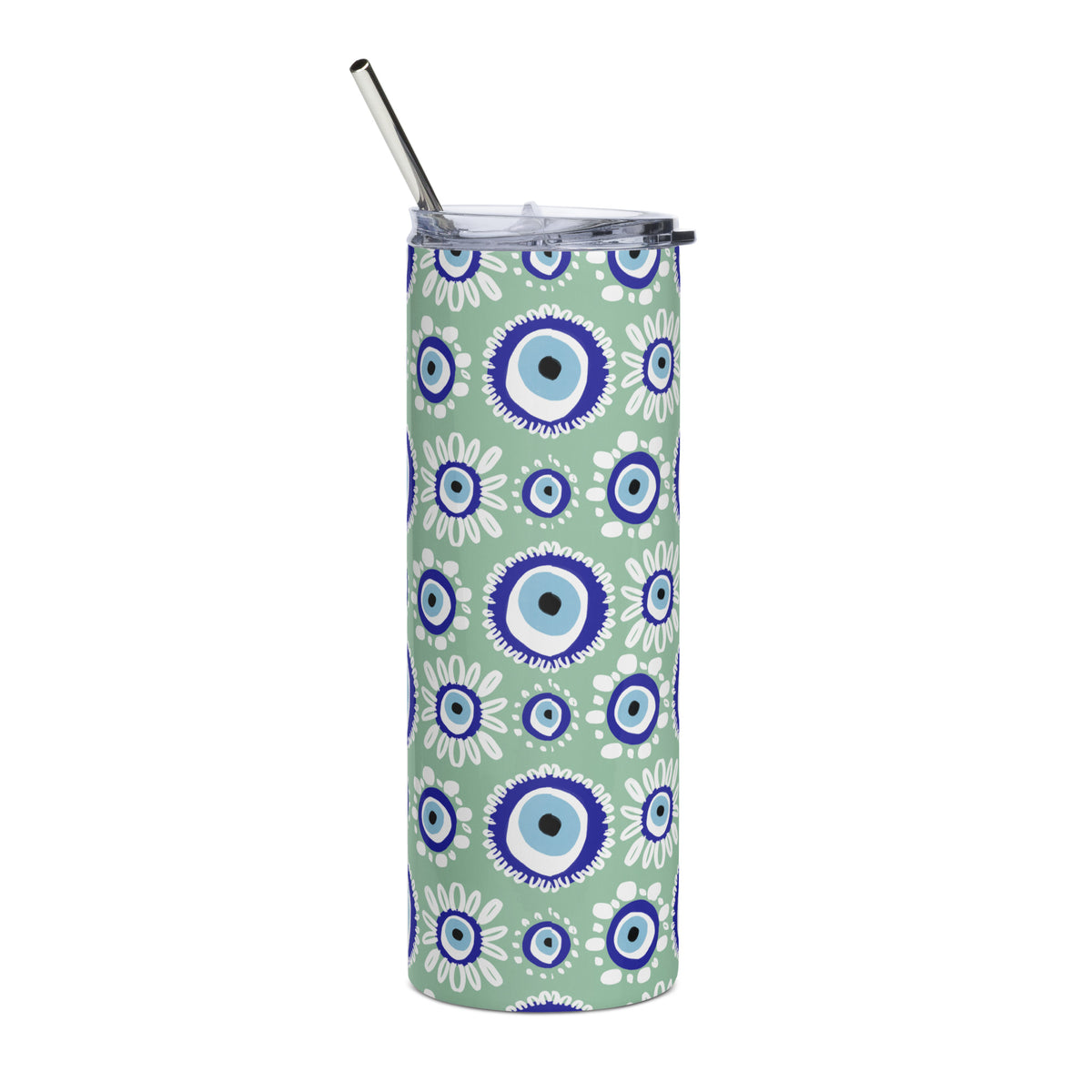 Evil Eye (Mint Green) Skinny Stainless Steel Tumbler