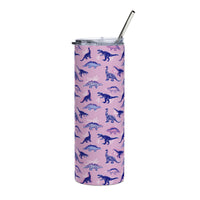 Chinoiserie Dinos (Pink) Skinny Stainless Steel Tumbler