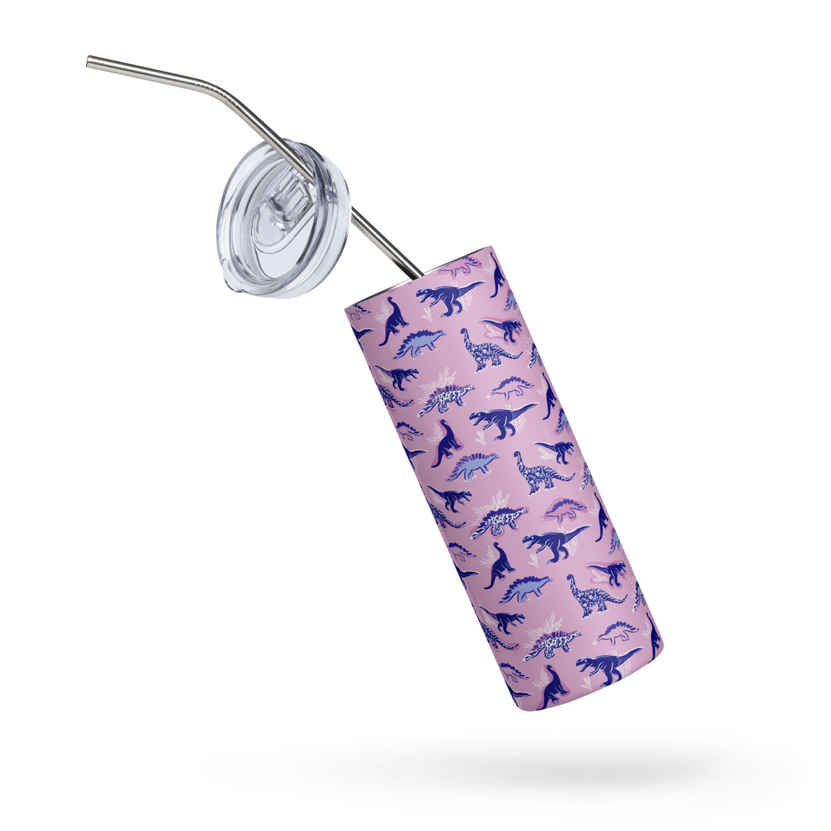 Chinoiserie Dinos (Pink) Skinny Stainless Steel Tumbler