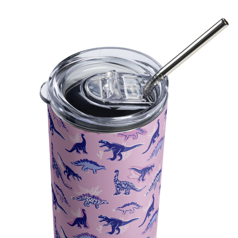 Chinoiserie Dinos (Pink) Skinny Stainless Steel Tumbler