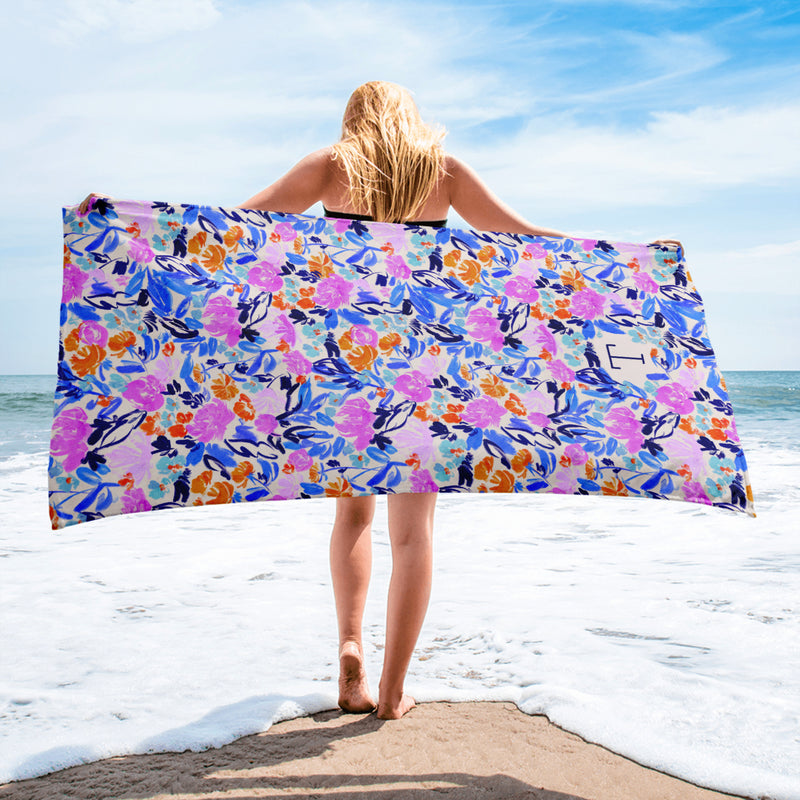 Electric Bloom Beach Towel (personalized)