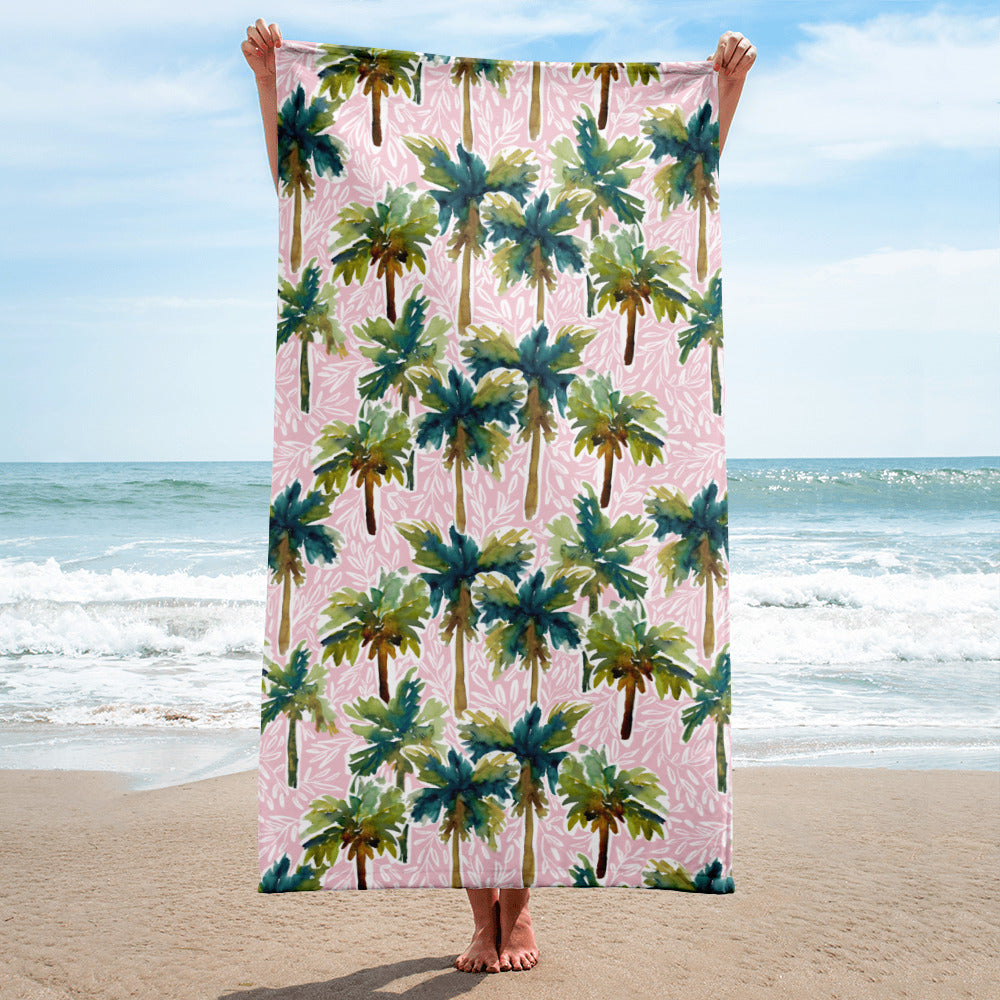 Island Palms (Pink) Beach Towel