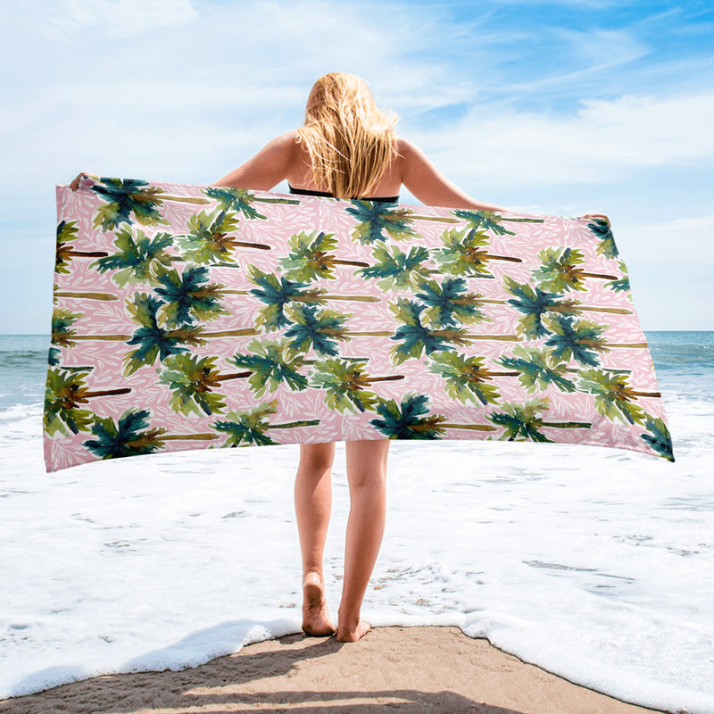 Island Palms (Pink) Beach Towel