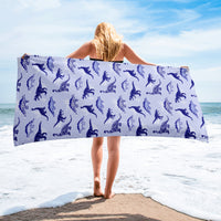 Chinoiserie Dinos (Blue) Beach Towel