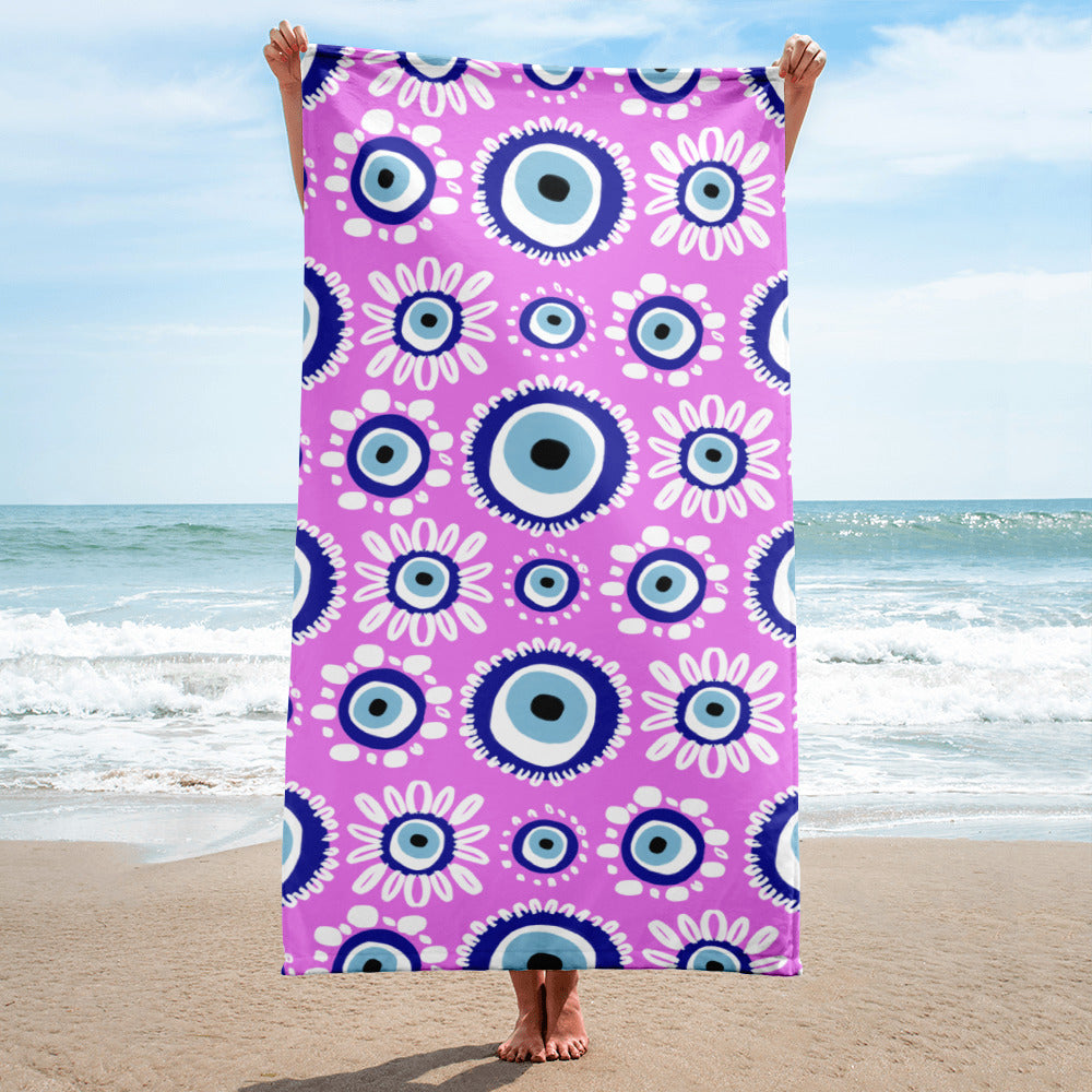 Evil Eye (Pink) Beach Towel