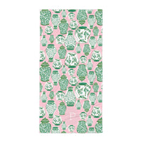 Chinoiserie Jars (Pink) Beach Towel (personalized)