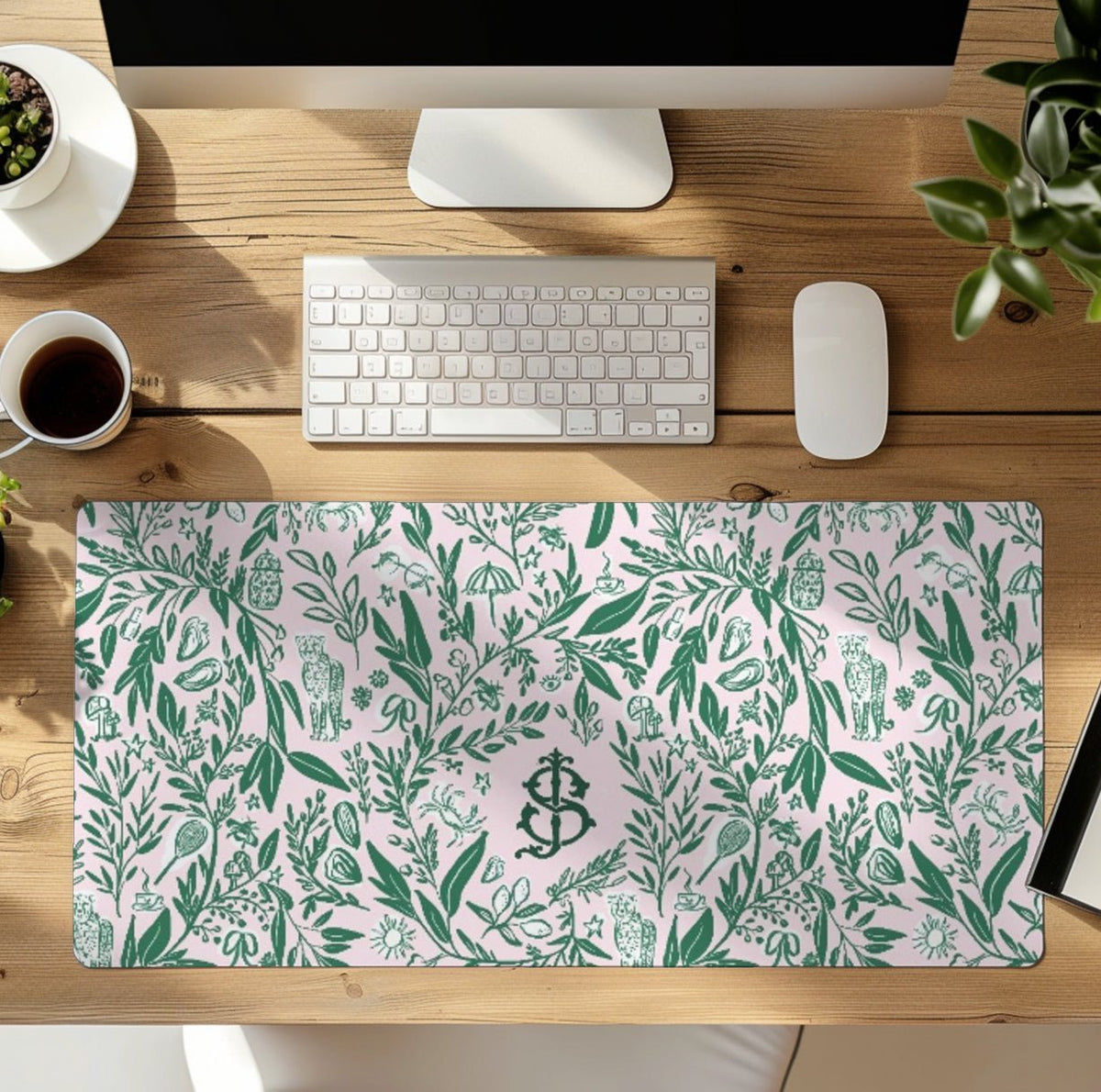 Large Desk Mat - The Small Things Monogrammed Desk Mat - Large (24" X 14")