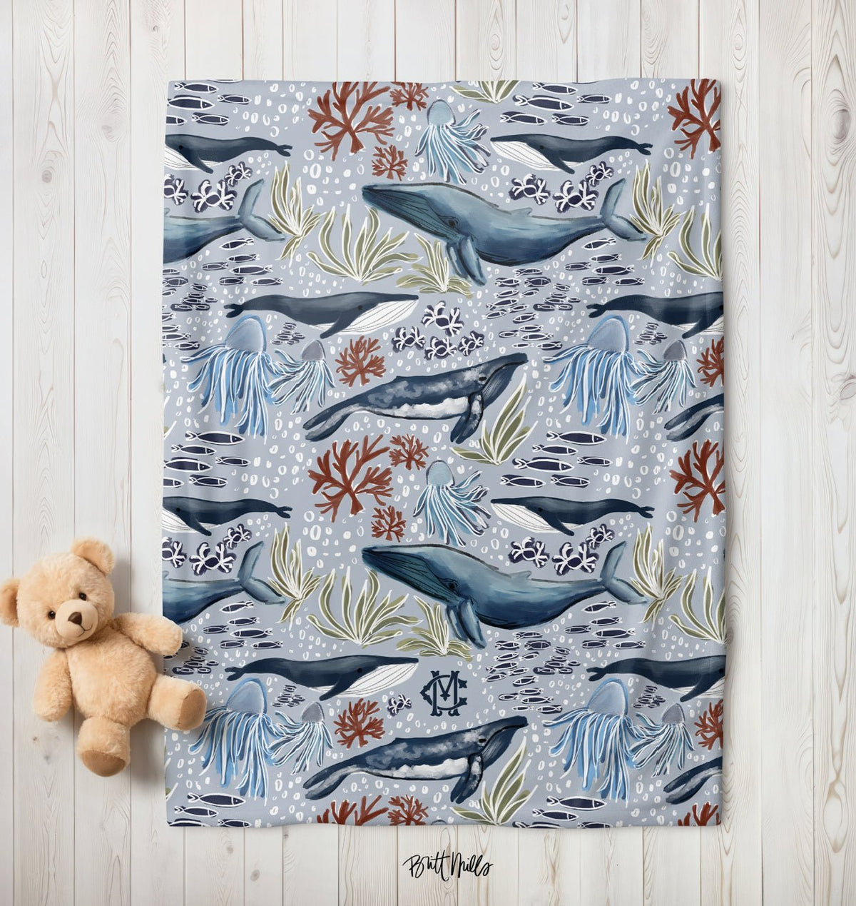 Baby Blankets - Under The Sea Monogrammed Baby Blanket